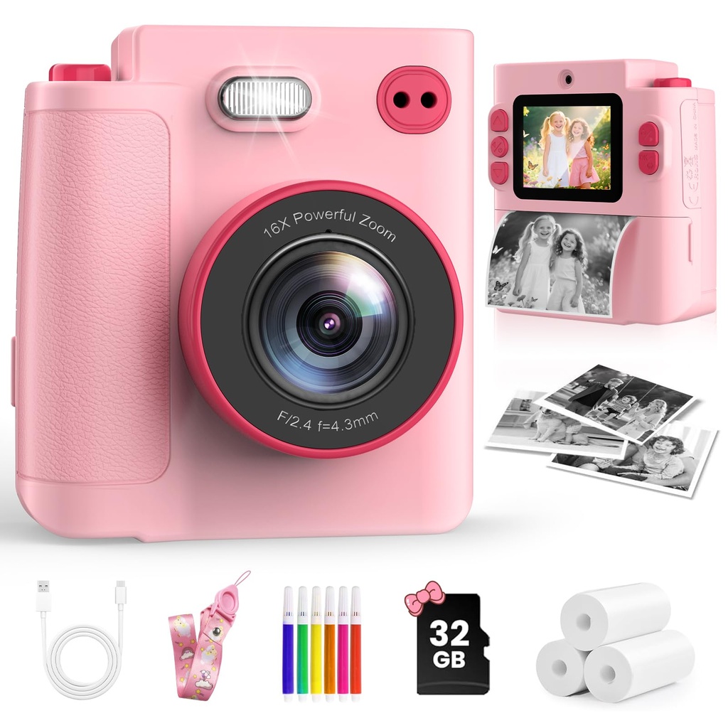 MYSTILUCK Kids Camera Instant Print, 1080P Instant Camera for Kids, Children Digital Cameras