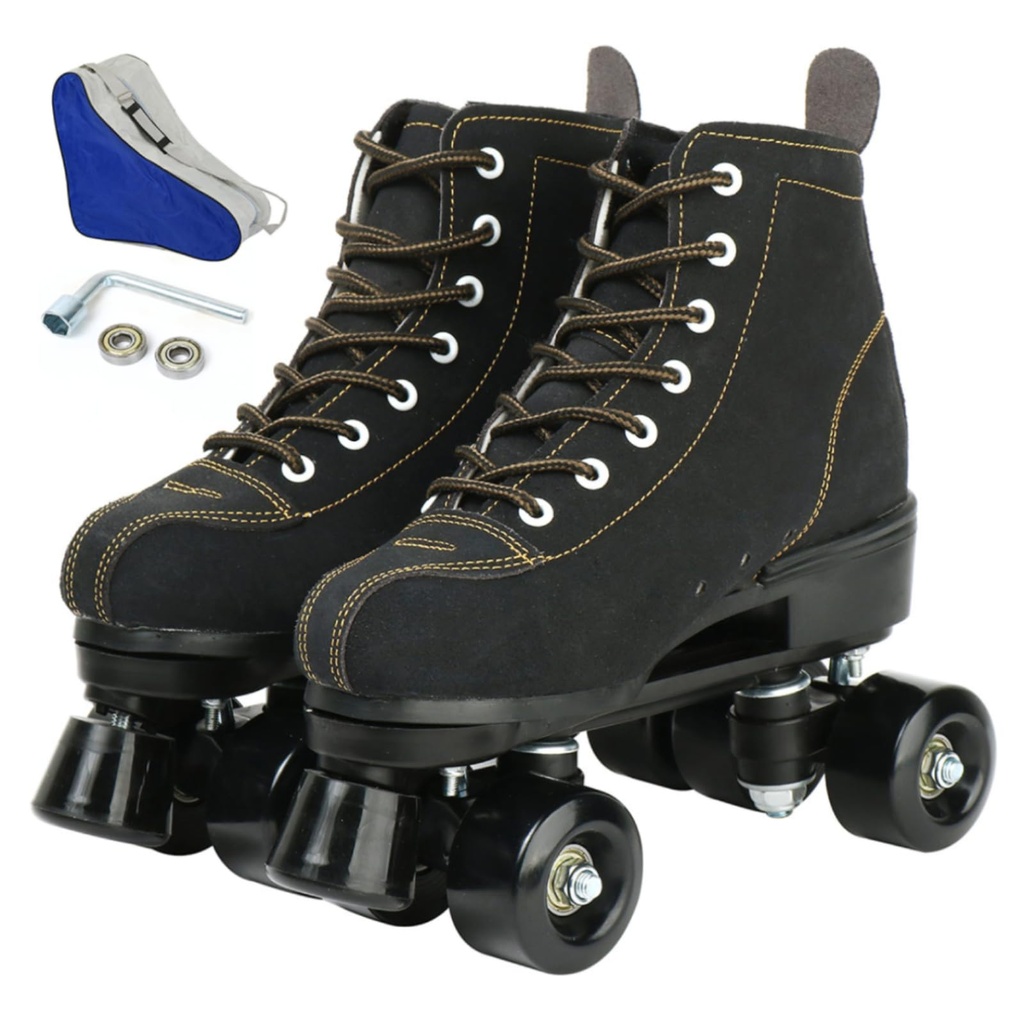wilverz Roller Skates Double Row Skates Adjustable Four-Wheel Roller Skates for Outdoor, Size UK 8.5