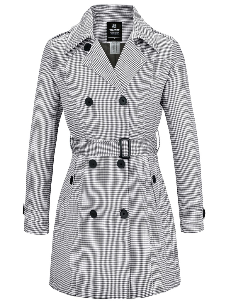 Wantdo Women's Waterproof Double-Breasted Trench Coat Classic Lapel Overcoat Slim Outerwear (Size M)