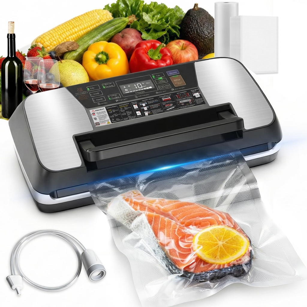 Commercial 95KPa Powerful Vacuum Sealer Machine, 12-in-1 Food Sealer with Double Heat Seal
