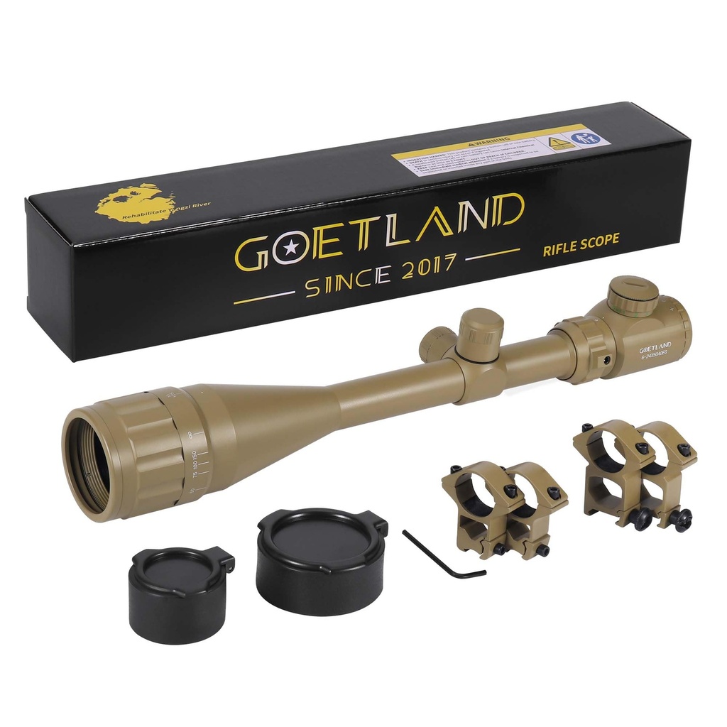 Goetland Rifle Scope 6-24x50 AOEG Red Green Illuminated Rangefinder SFP Ring Mounts