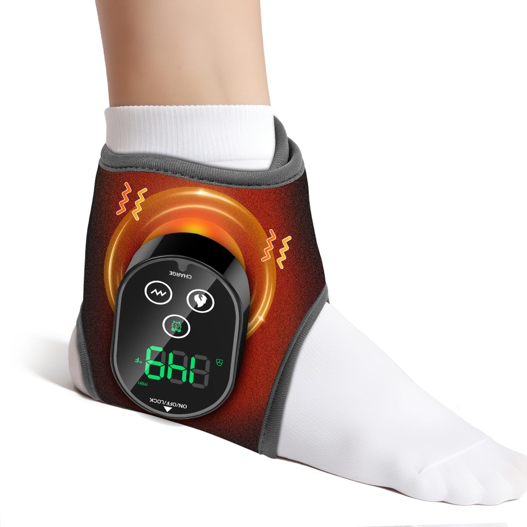 Cordless Ankle Heating Pad with Vibration Massage, Foot Ankle Heated Pad Wrap 