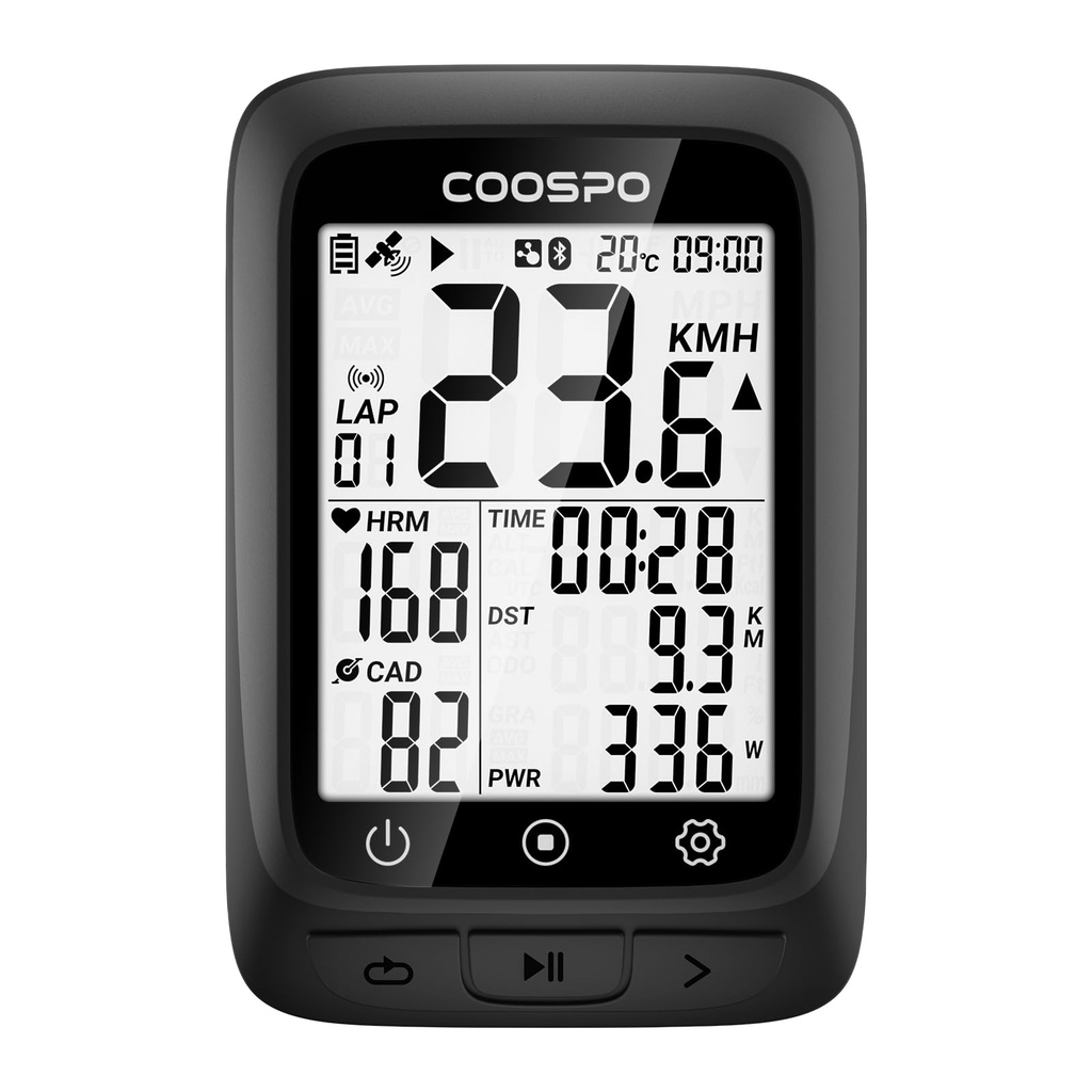 COOSPO Bike Computer GPS Wireless, ANT+ Cycling Computer GPS with Bluetooth, Multifunctional