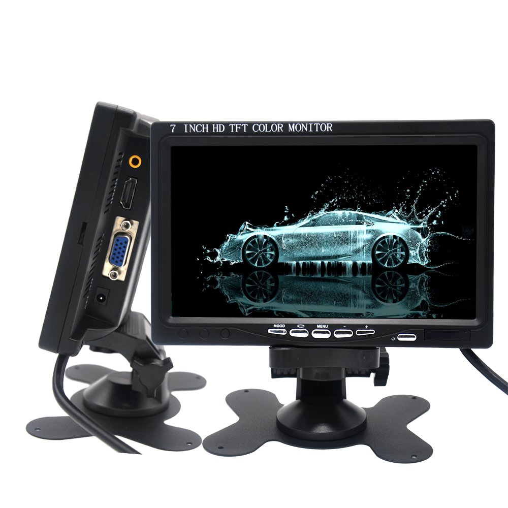 Pardarsey 7 Inch HDMI Monitor 1024x600 HD TFT LCD Display Screen HDMI AV VGA Input Built in