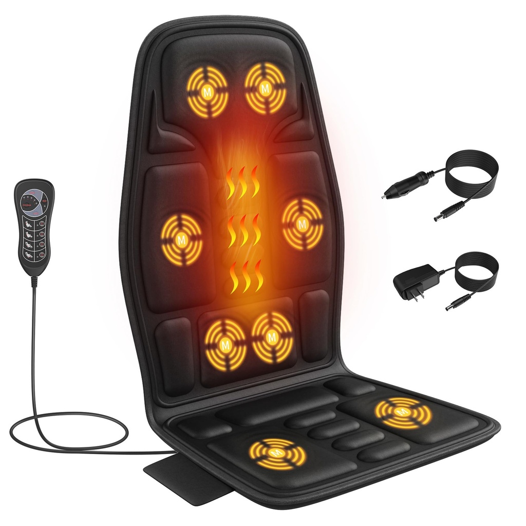 Vibration Back Massager for Chair with Heat, Chair Massager Pad with 8 Vibration, Seat 