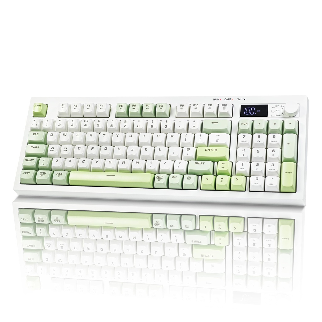 Bangsanth Wireless Keyboard, Quiet Keyboard for Work, Tri-mode BT5.0/2.4GHz/USB-C, RGB Backlit