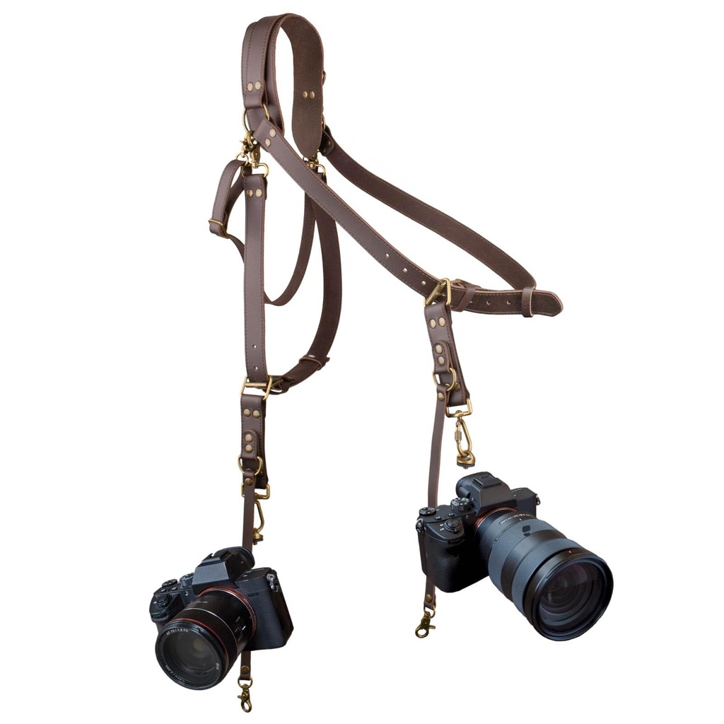 4J LEDR Leather Camera Strap - Shoulder Harness for 1 or 2 Cameras, Multi-Gear for DSLR/SLR