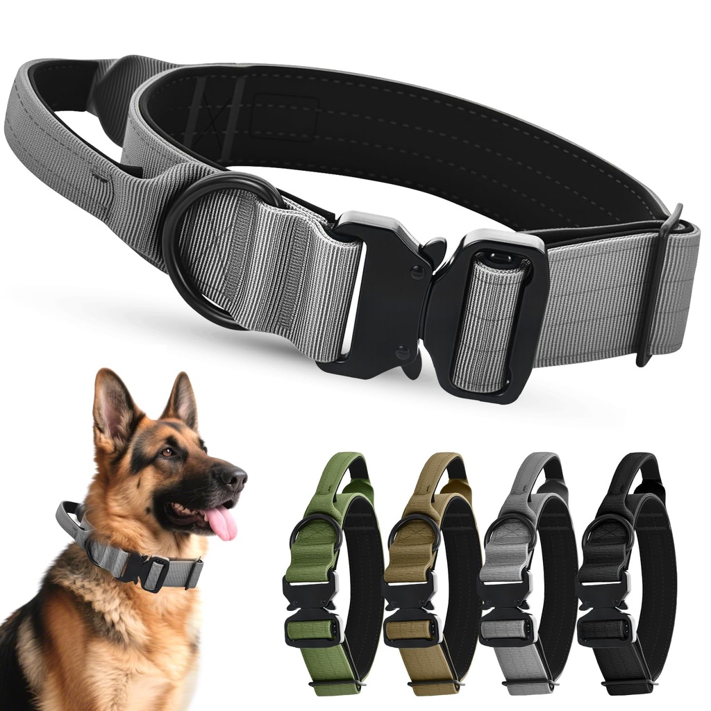 Ledeak Tactical Dog Collar, Soft Padded Pet Collar with Heavy Duty Agle Beak Metal Buckle,