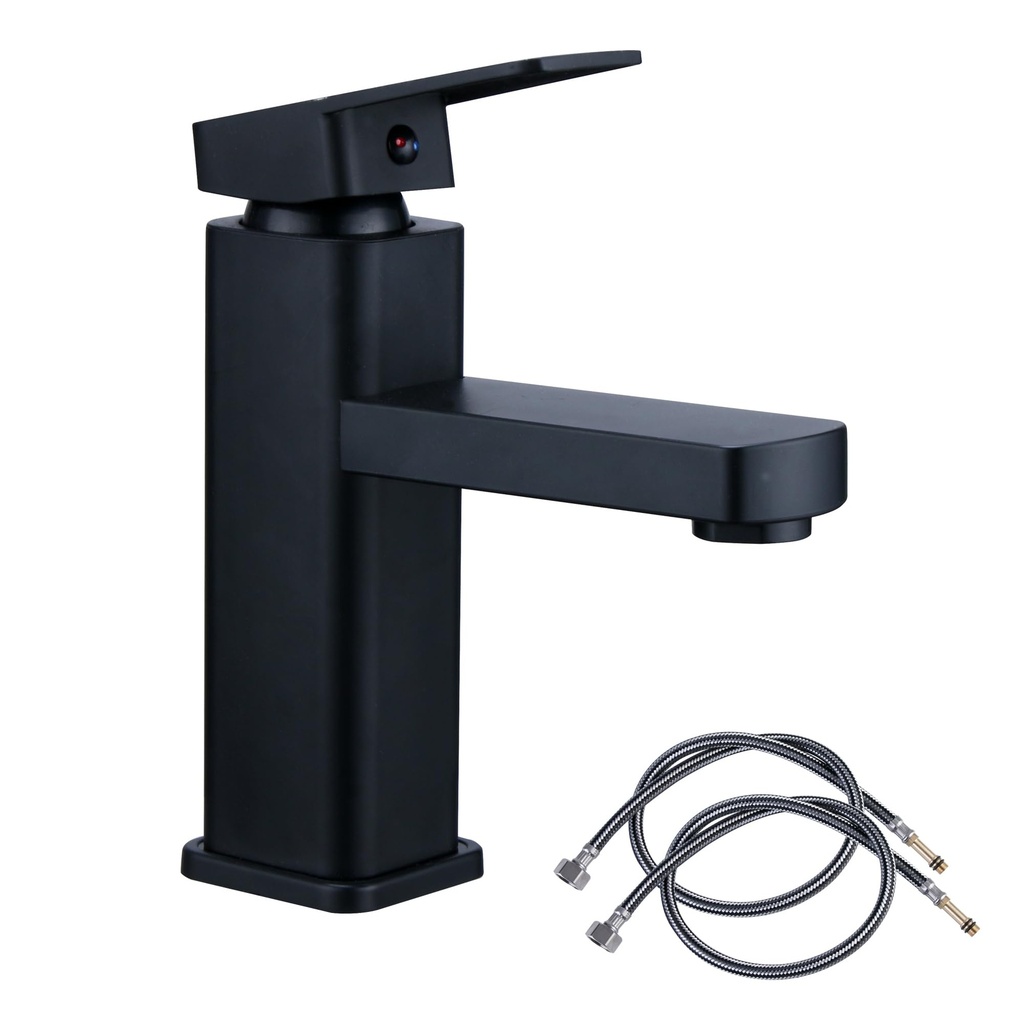 Black Bathroom Basin Tap Washroom Hot and Cold Mixer Tap Single Lever Bathroom Sink Faucet w