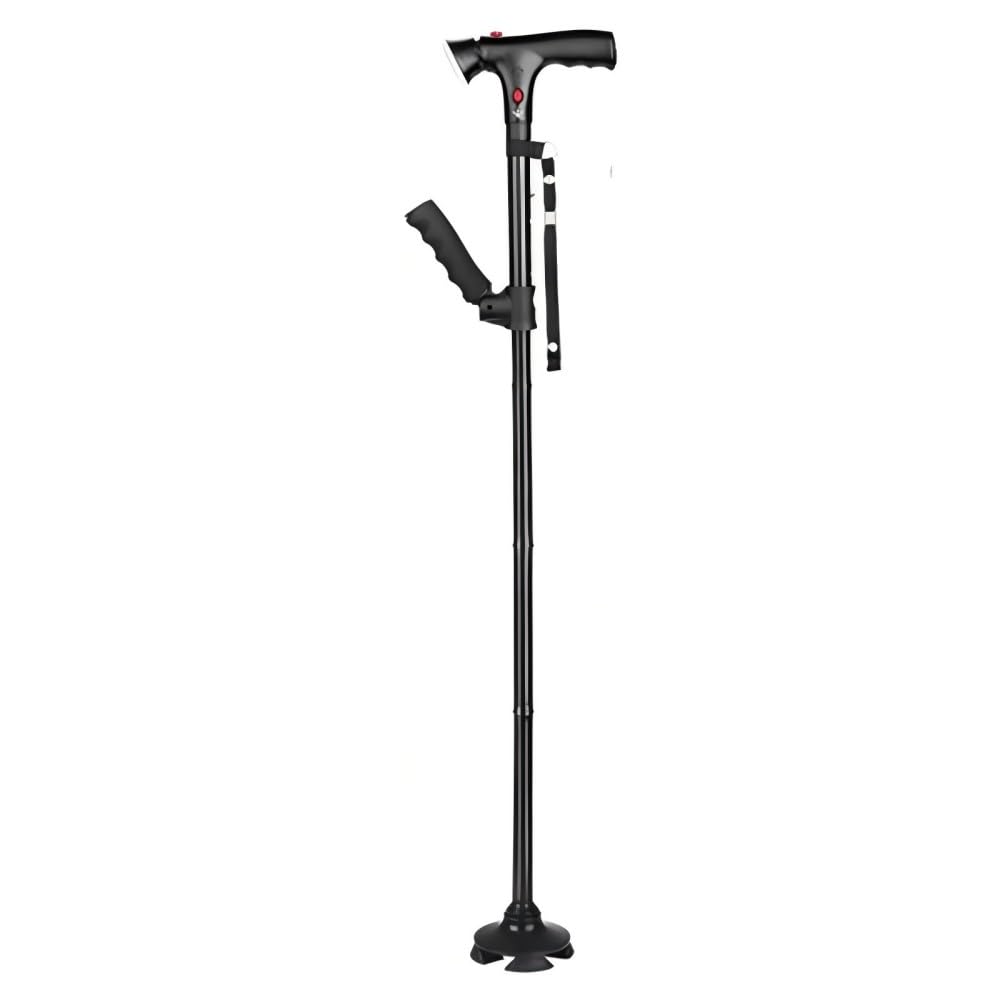 RUNZI Folding Cane with Led Light and Alarm, Adjustable armrest Cane and Walking Stick, Suit