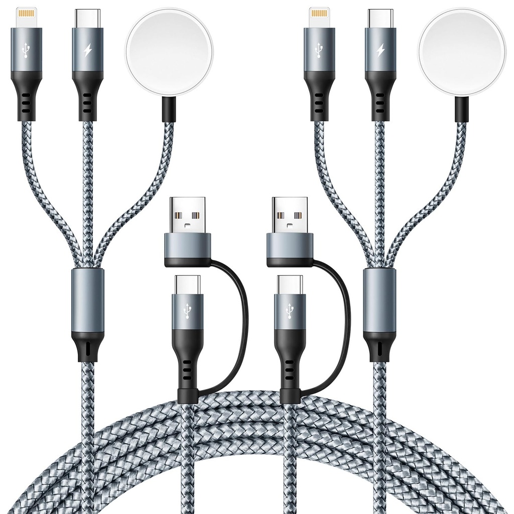 3 in 2 USB C Cable for Apple Watch Charger, Type C/Lightning for iPhone 16 Charger,Multi Ch