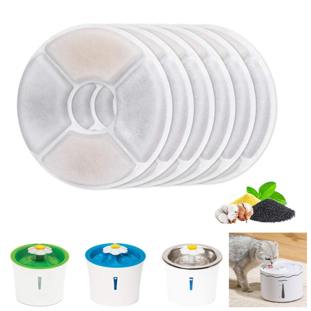 6PCS Cat Water Fountain Filters for Parner Water Dispenser Replacement Pet Filter Cartridge