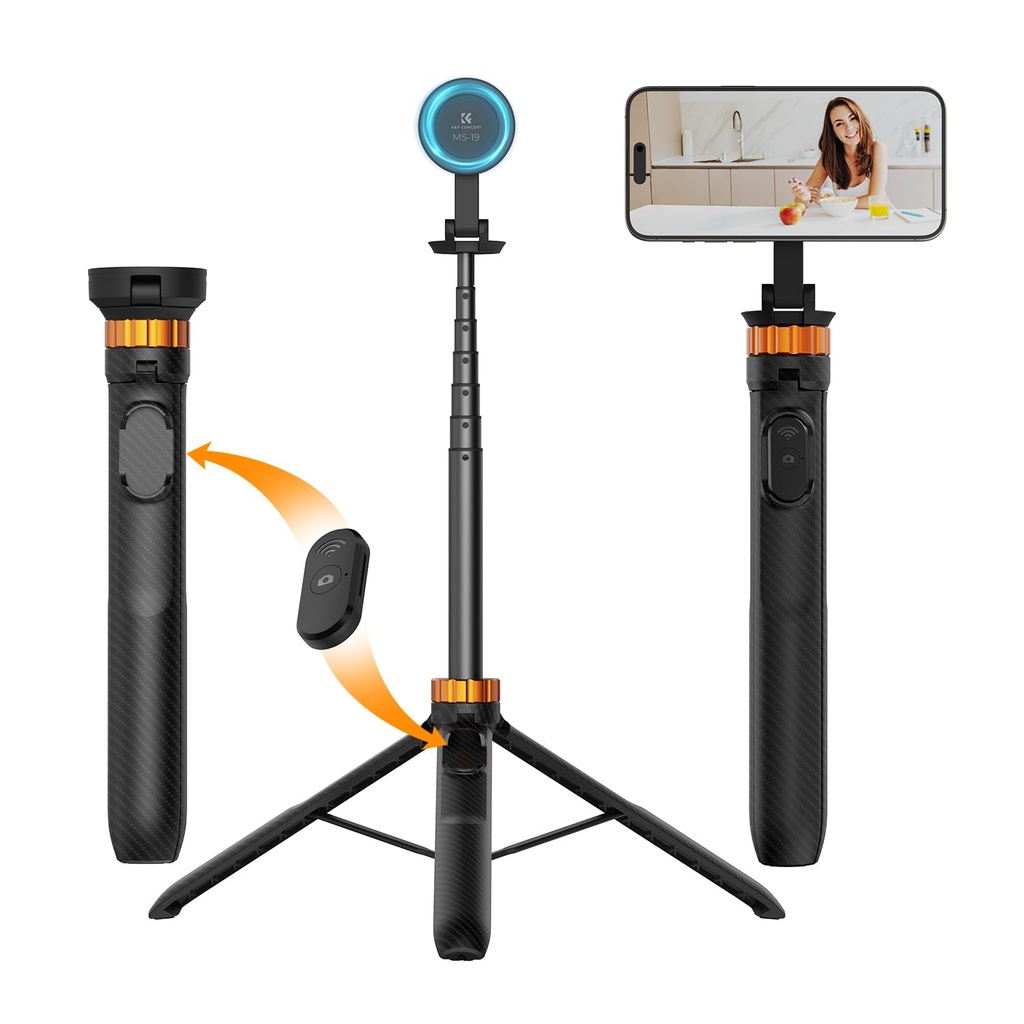 K&F Concept 63'' Magnetic Selfie Stick Tripod,Phone Tripod Compatiable for Magsafe 
