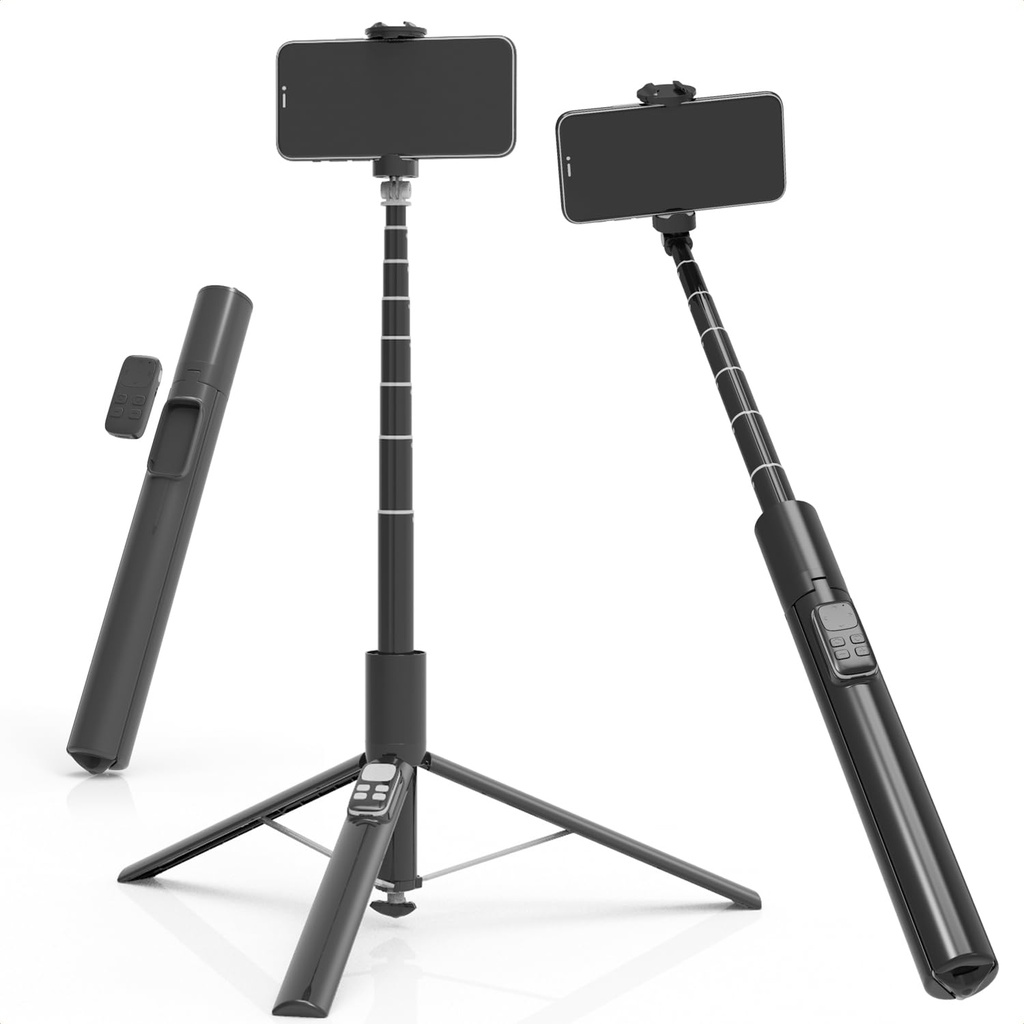 K&F CONCEPT 175cm Selfie Stick, Auto Open & Close Phone Tripod Stand, 360 Rotatable 