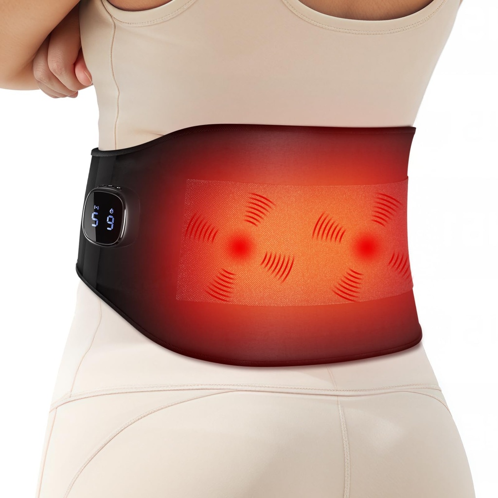Comfytemp Cordless Heated Back with Massager, Rechargeable Back Heat Pad for Lower Back Soothing