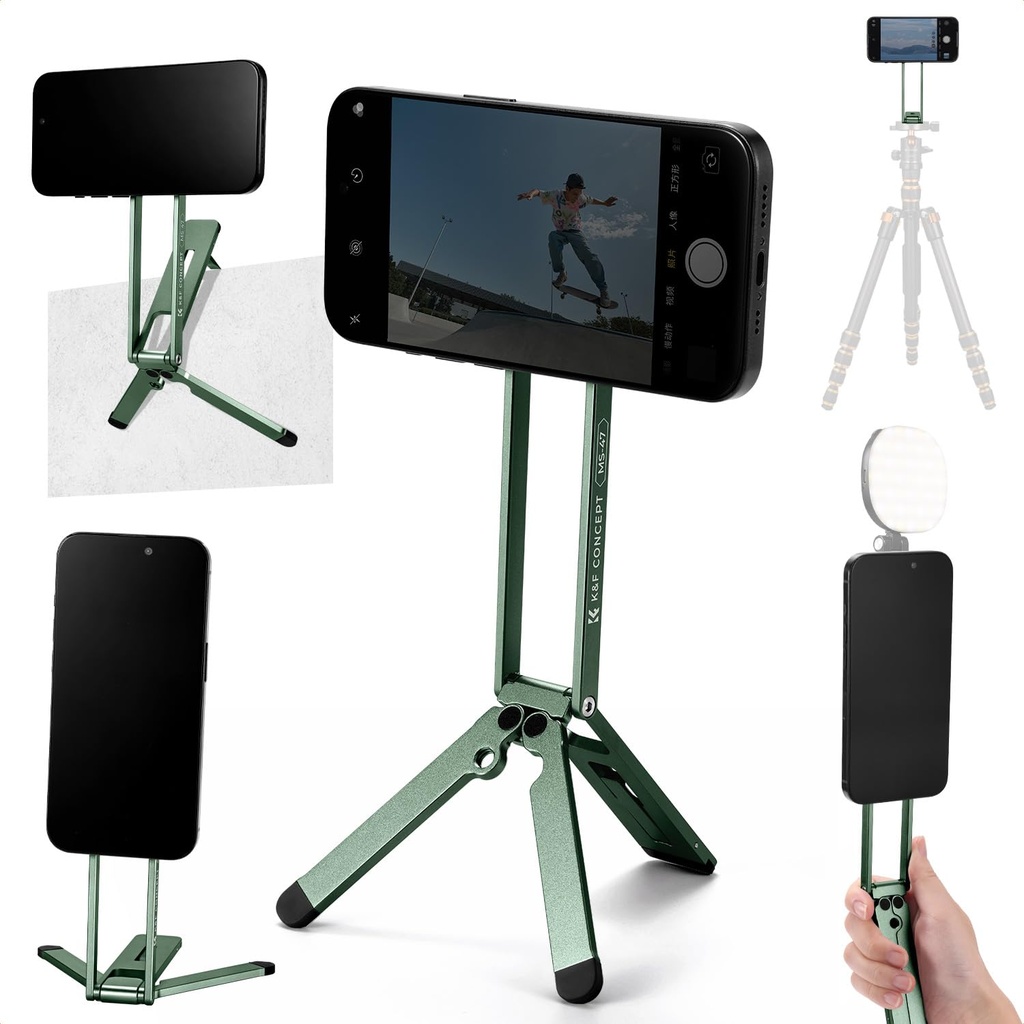 K&F CONCEPT Magnetic Phone Tripod Stand, Smartphone Holder Desk Stand, Magnetic Wall Mount