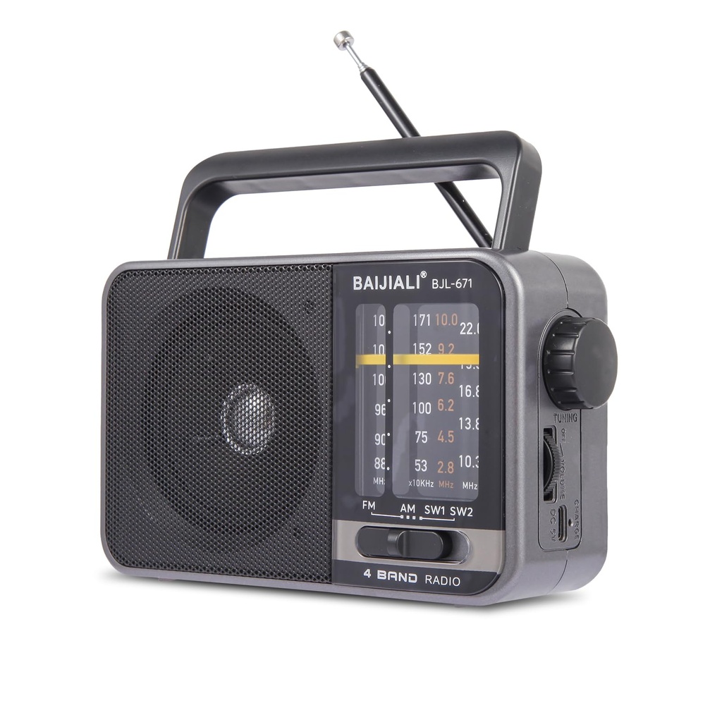 Portable Battery Radio - Retro AM/FM/SW Transistor Radio with 5W Speaker | USB-C & Battery