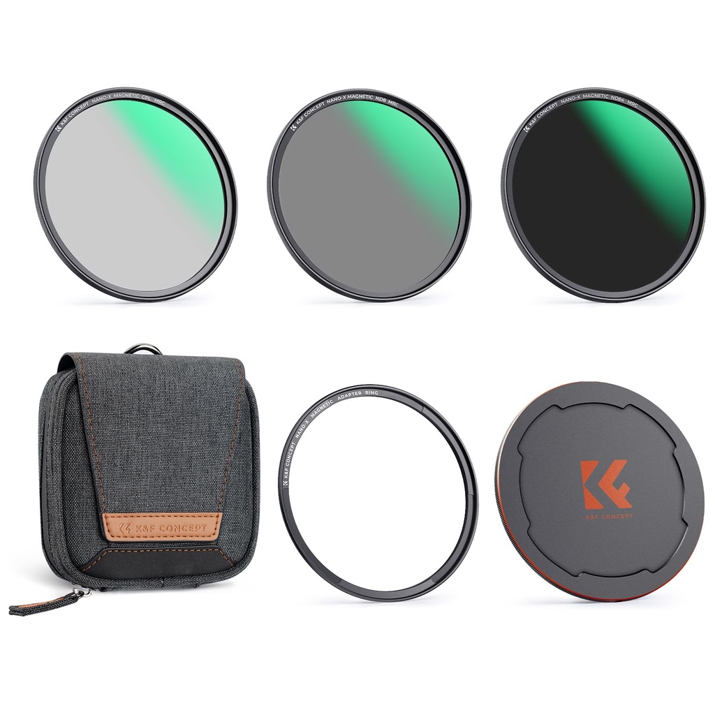 K&F CONCEPT 67mm 5-in-1 Magnetic Lens Filter Kit, Includes CPL+ ND8+ ND64+ Lens Cap + Adapter