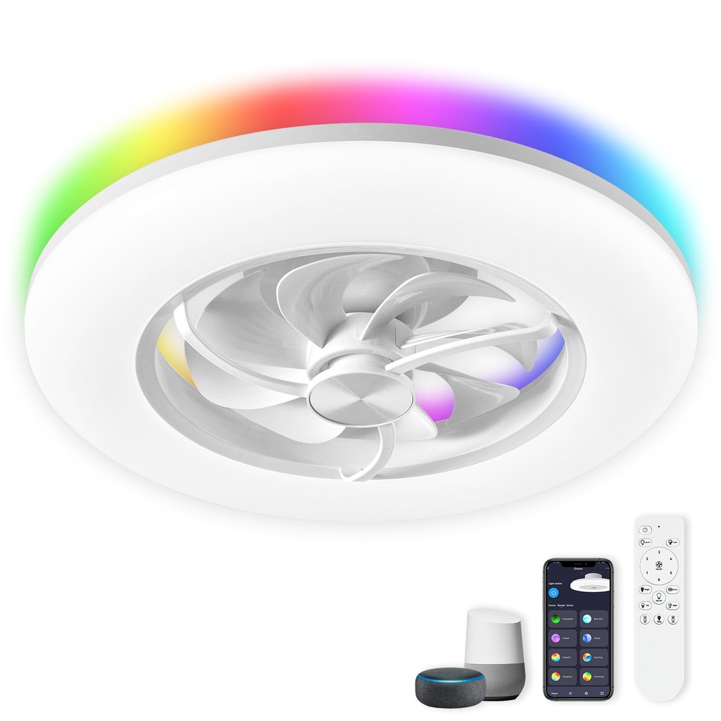 CHANFOK Neo Ceiling Fan with Light- 22 in Smart Low Profile Ceiling Fans with Alexa/Google