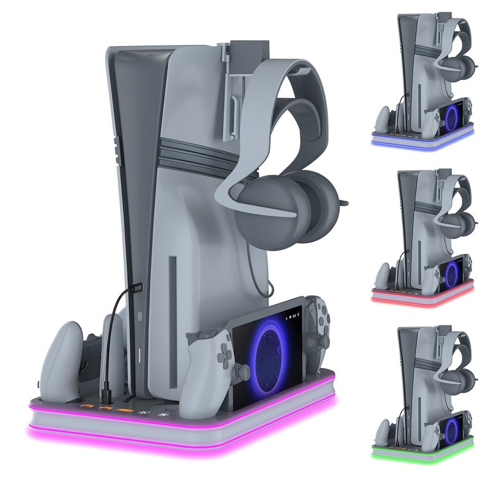 Charger Dock Compatible with PS Portal and PS5 Controller, PS5 Pro Stand and Cooling Statio
