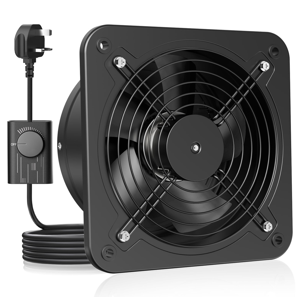 HG Power 250mm Kitchen Extractor Fan, Quiet Wall Ventilation Fan with UK Plug, 10 Inch Exha