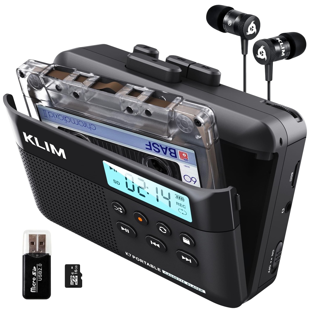 KLIM K7 Cassette Tape Player - Cassette to MP3 Converter - Portable Cassette Player - Tape
