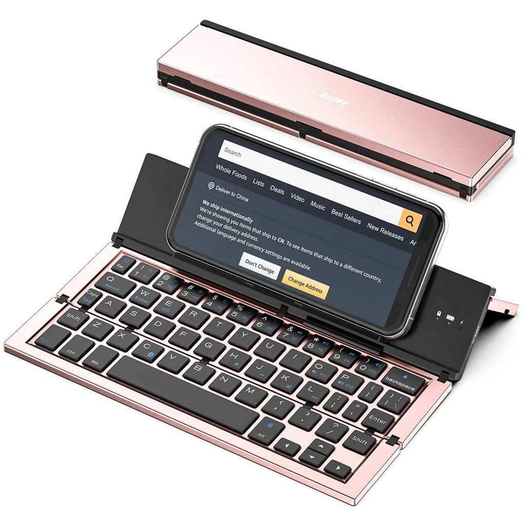 Booxihome Geyes Foldable Bluetooth Keyboard,Portable Folding Wireless USB Rechargeable Keyboard