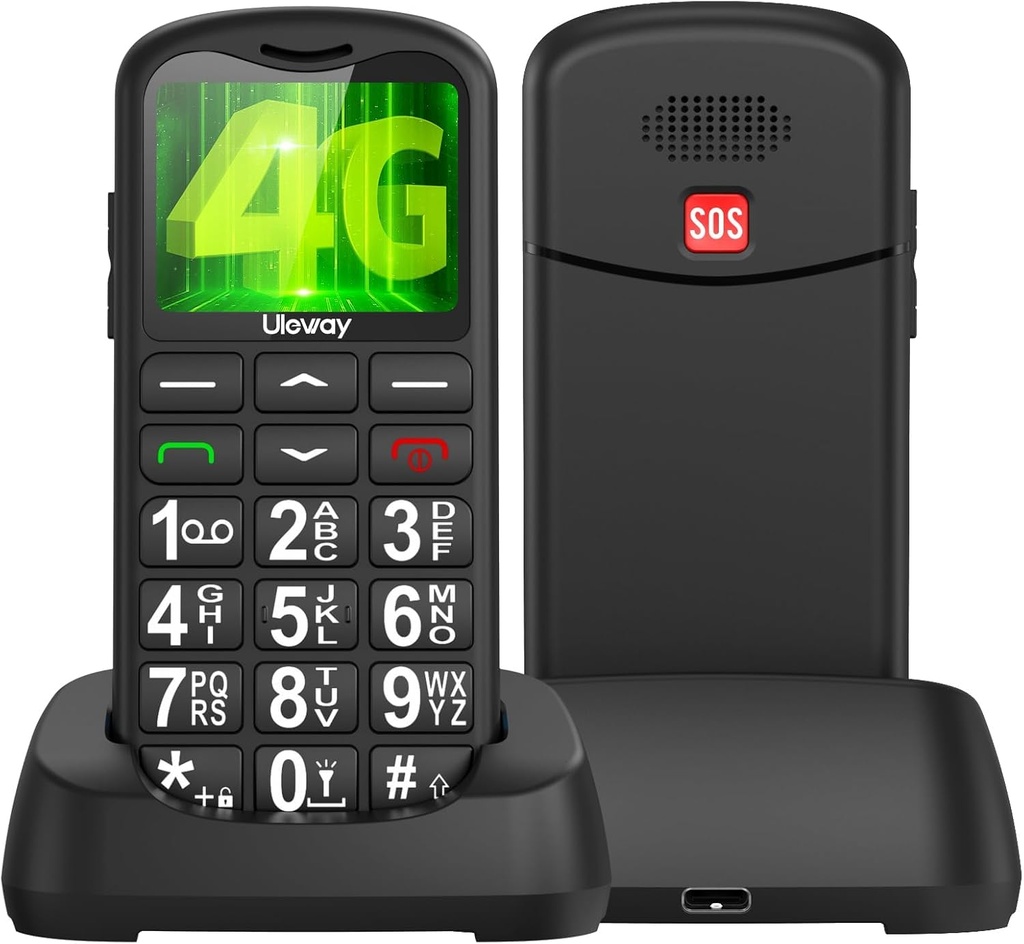 USHINING 4G Big Button Mobile Phone for Elderly, SIM Free Unlocked Senior Mobile Phone