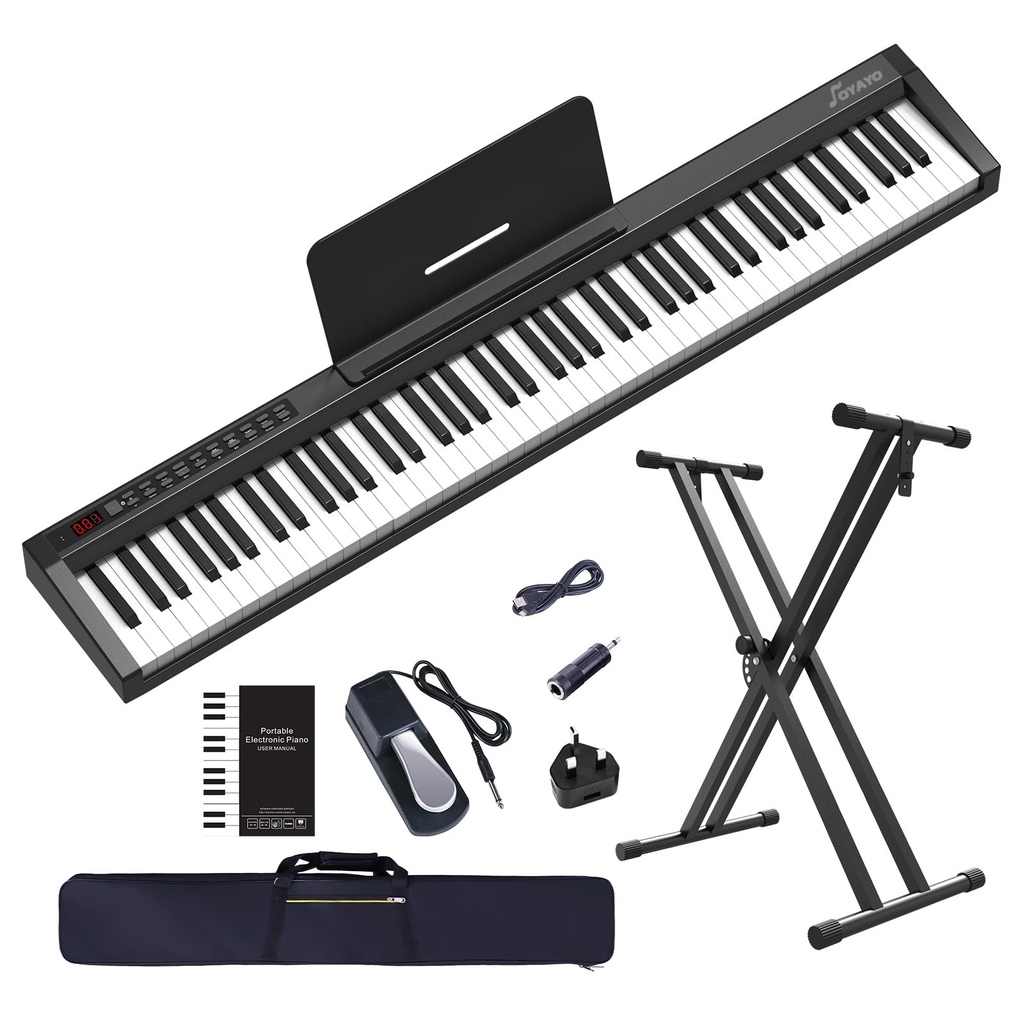 OYAYO Digital Piano 88 Weighted Keys with Stand, Touch Sensitivity Electric Piano Keyboard 