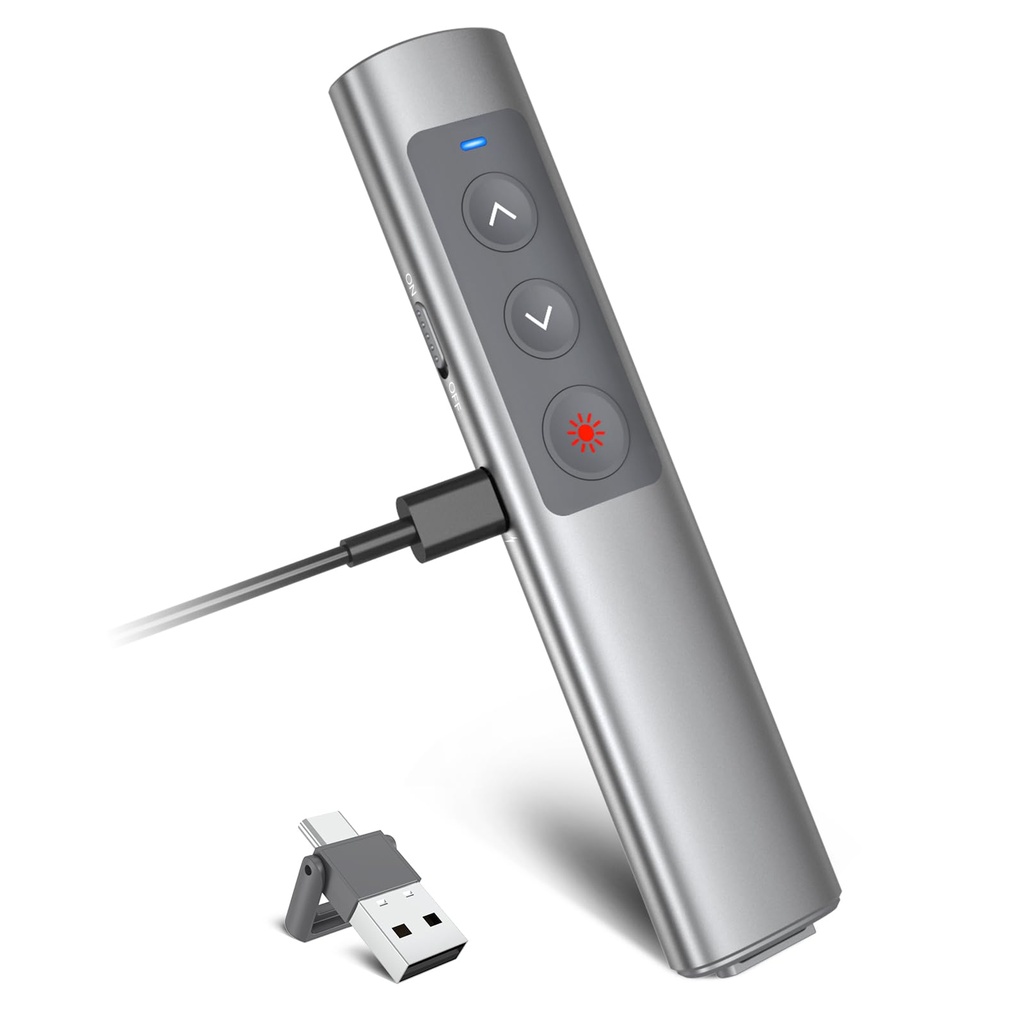 [Aluminum Alloy] + [2 in 1 USB C/A] Presentation Clickers, Powerpoint Clicker Wireless Presenter