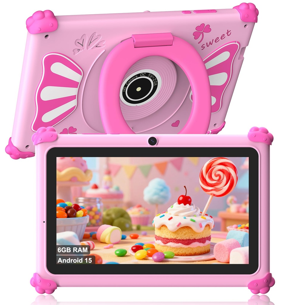 ascrecem Kids Tablets 7 Inch Android 15 Toddler Tablet for Kids with 2.4G+5G WiFi6 