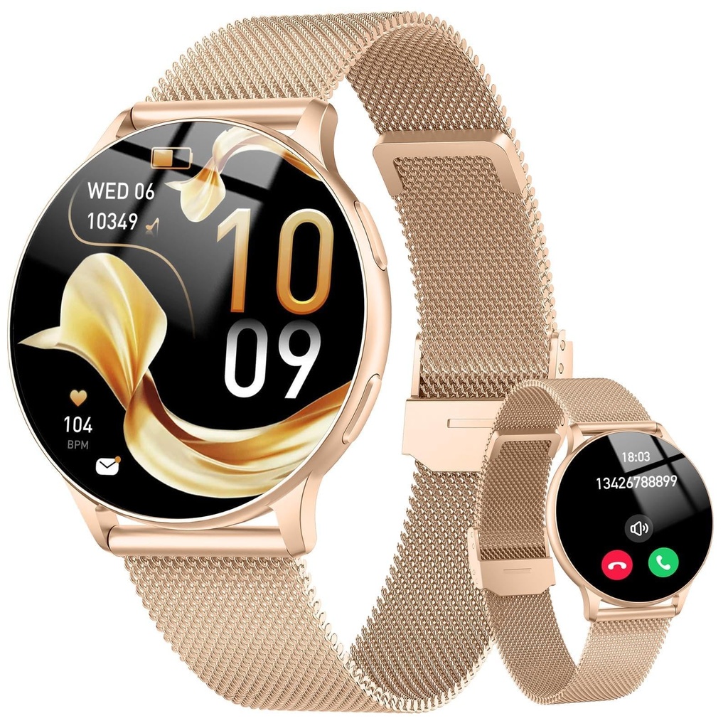 Smart Watches for Women Answer/Make Call, 1.32"AMOLED Screen Fitness Watch with Heart Rate/