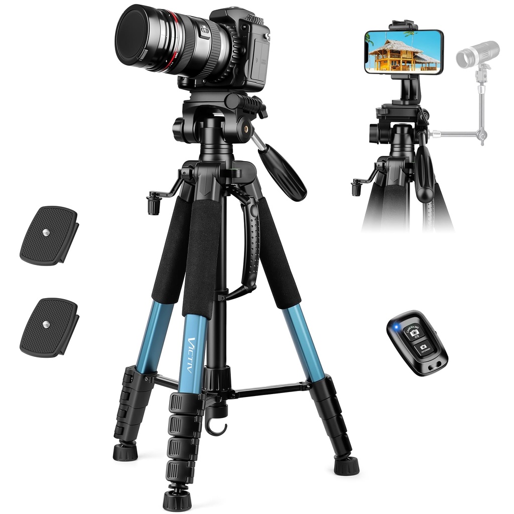 Victiv 188cm Camera Tripod for Canon Sony Nikon, Travel Tripod with Detachable 3-way Swivel