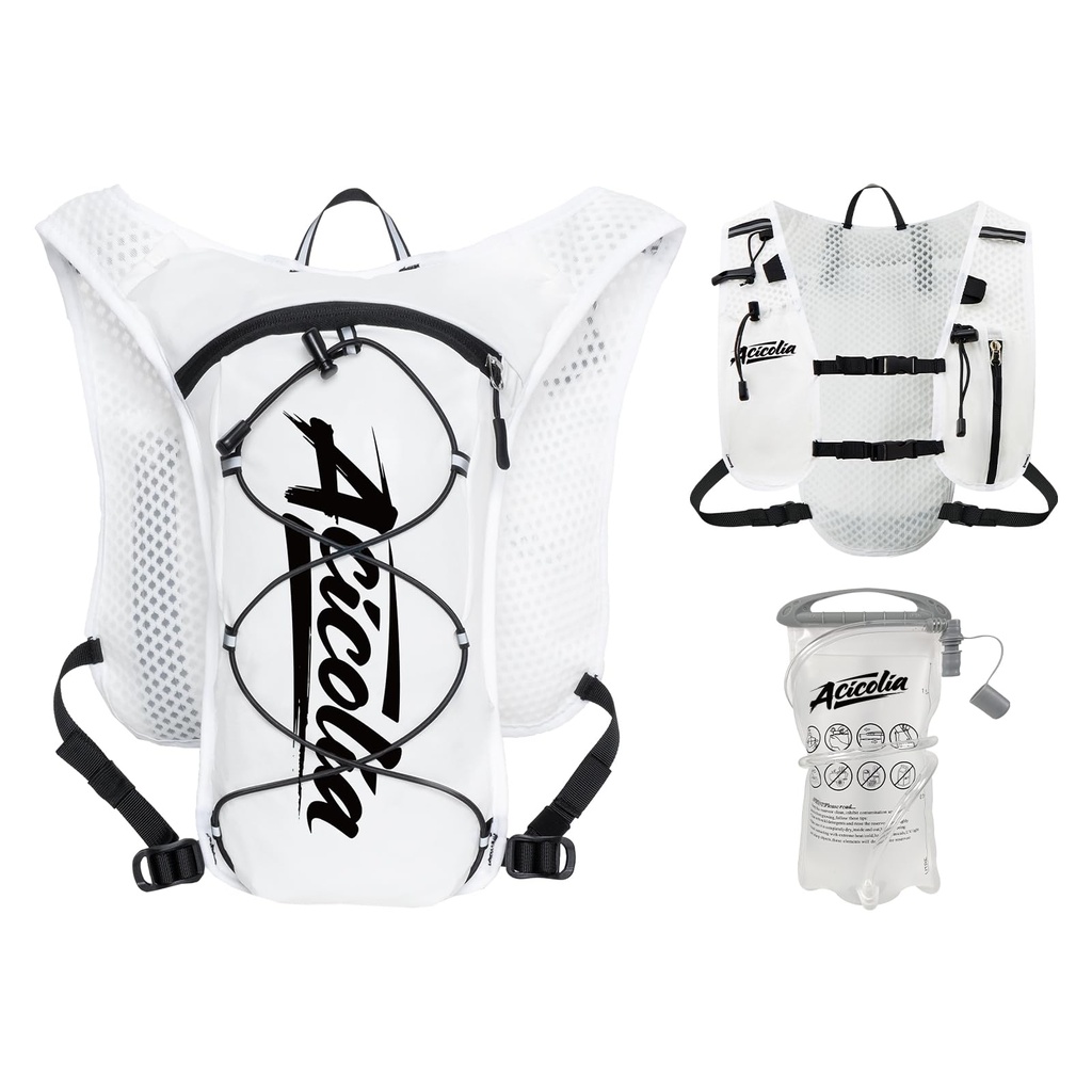 Acicolia Running Vest With 1500ml Water Bladder, Lightweight Reflective Hydration Vest Back
