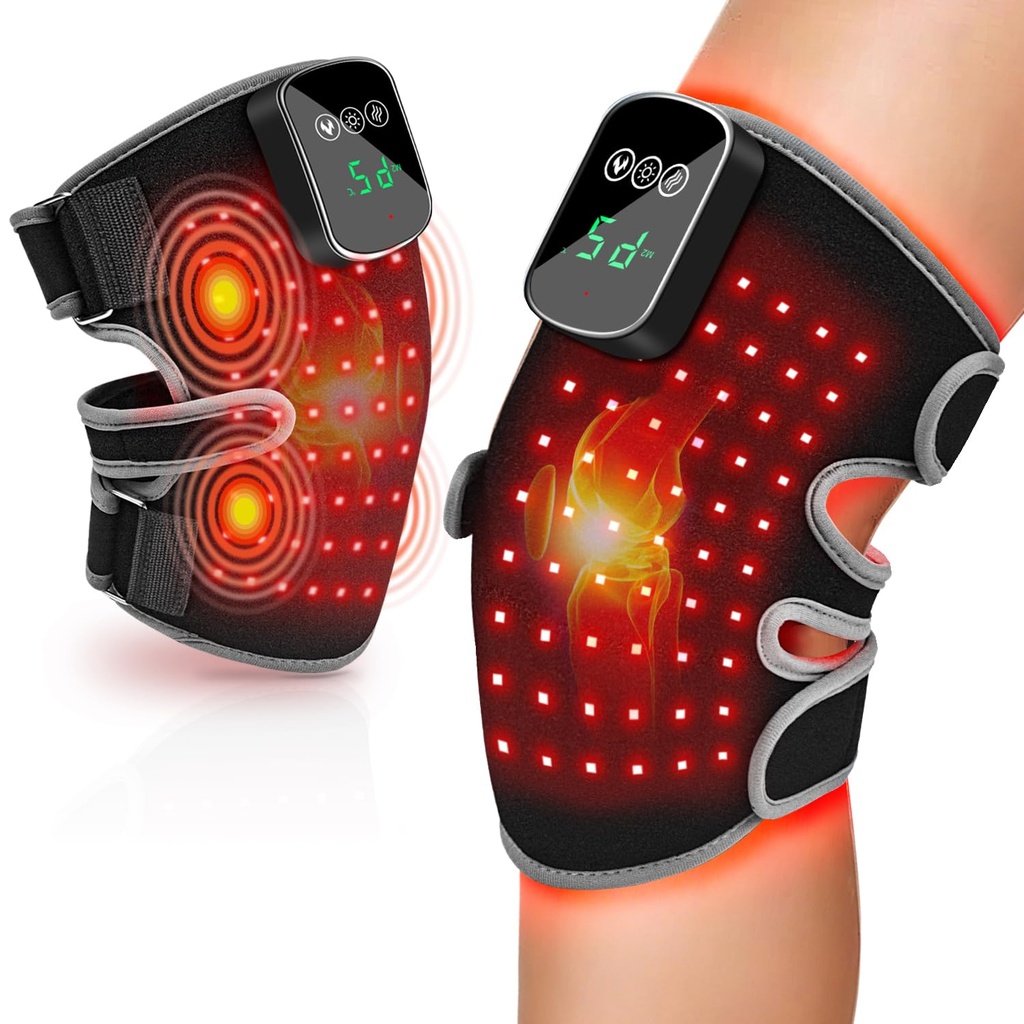 Red Light Therapy Vibration Massage Knee Brace - Wireless Rechargeable Controller