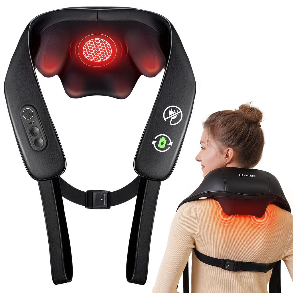 KNQZE?Â« Cordless Neck Massager, 4D Shiatsu Neck and Shoulder Massager with Heat, 2026 Upgra