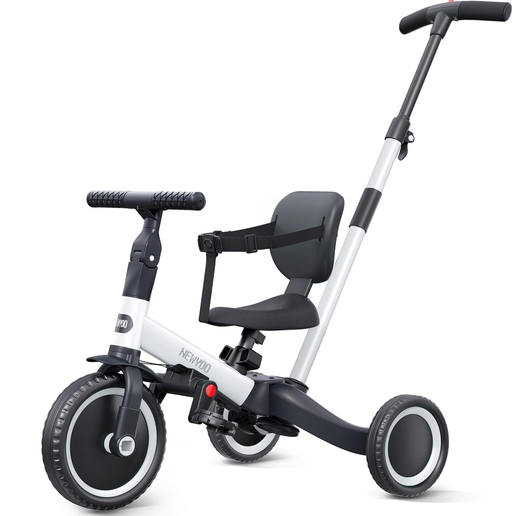 newyoo Trike with Parent Handle for 1-3 Year Old, Baby Balance Bike, Toddler Bike, Birthday
