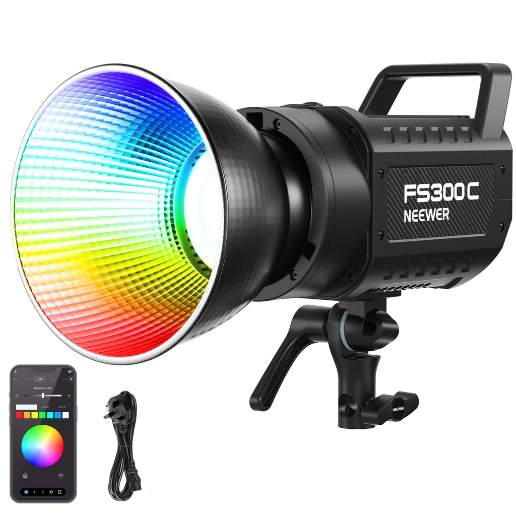 NEEWER 300W RGB LED Video Light APP/2.4G Control, 17 Effects 2500-7500K 29000lx COB 