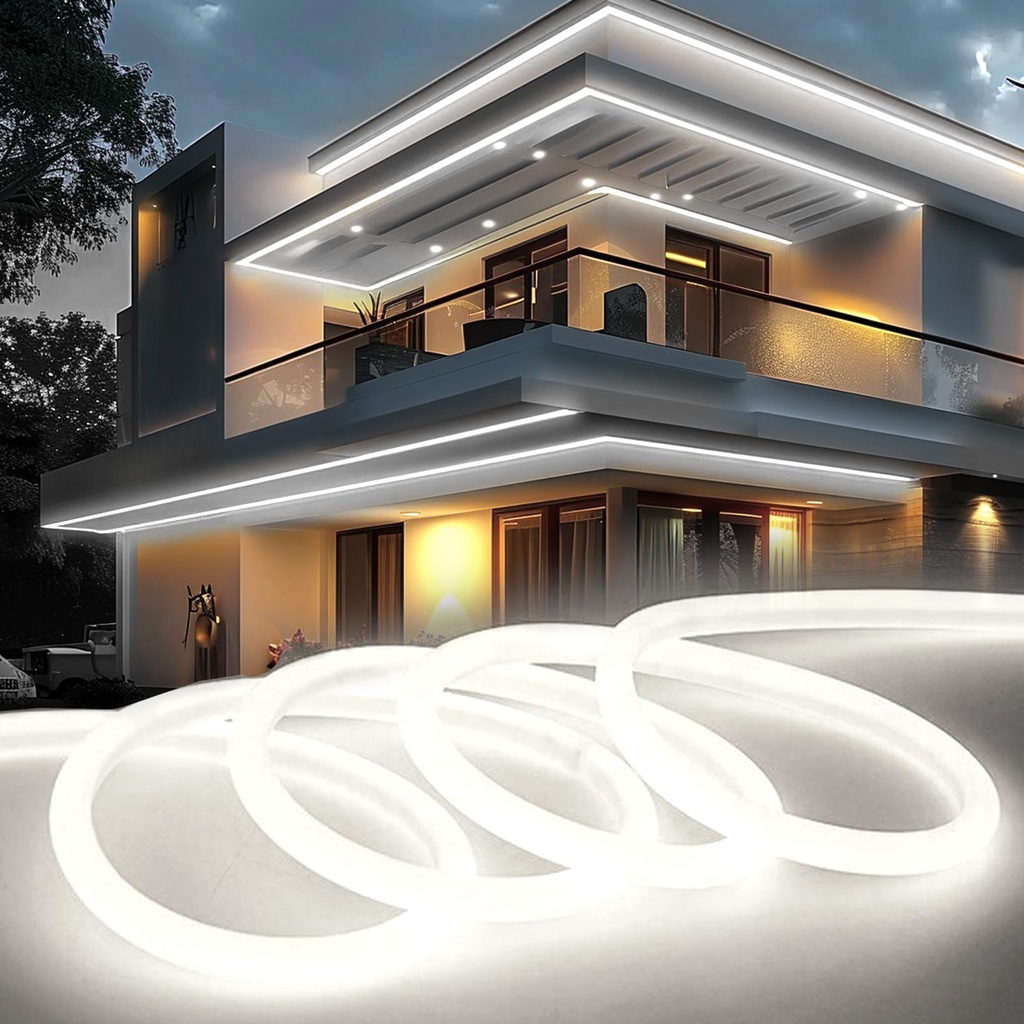 KSIBNW LED Strip Light 20m/65.6ft Outdoor Waterproof, Cool White 320?? Glow Neon LED Strip L
