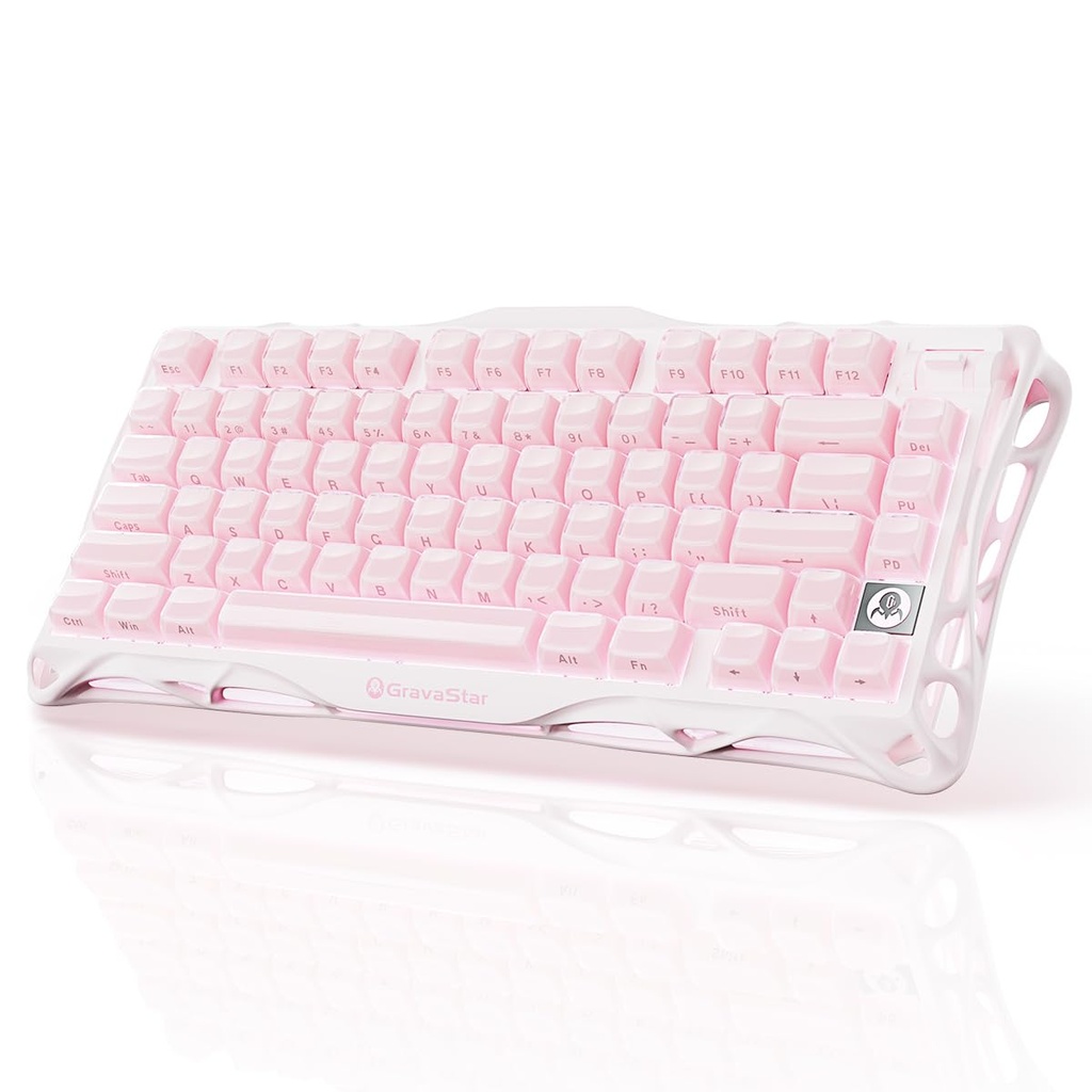 GravaStar Mercury,K1 75% Pink Wireless Mechanical Gaming Keyboard, Aluminum Alloy Exoskeleton