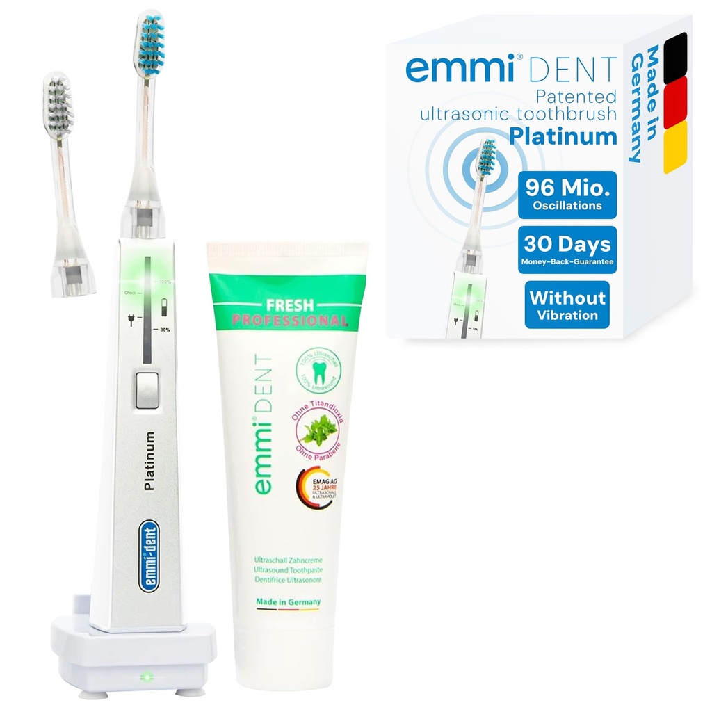 Emmi-dent Platinum Ultrasonic Electric Toothbrush Ã¢Â€Â“ 96 Million Vibrations | with Ultrasound