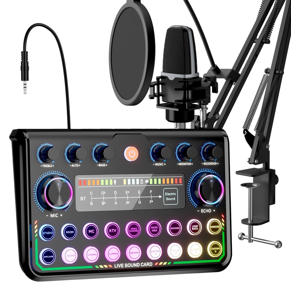SINWE Podcast Equipment Bundle,Audio Interface with Studio Condenser Microphone for Smartpho