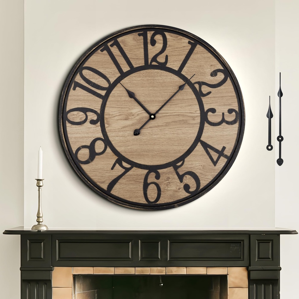 Mee 2ou Large Wall Clock for Living Room Decor, 80cm / 32 Inch Non-Ticking Silent, Battery