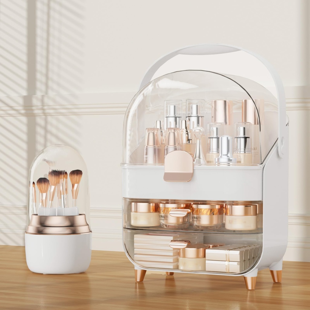 CLBDRESS Makeup Storage Organiser with Clear Lid Cosmetic Organisers with Drawers Rotating