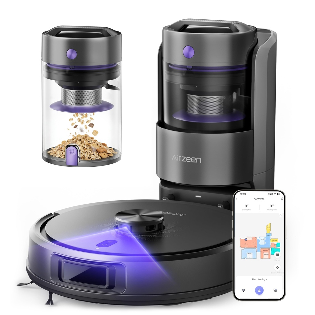 Robot Vacuum Cleaner with Mop, Bagless Robot Vacuum Cleaners UK with Self-Emptying