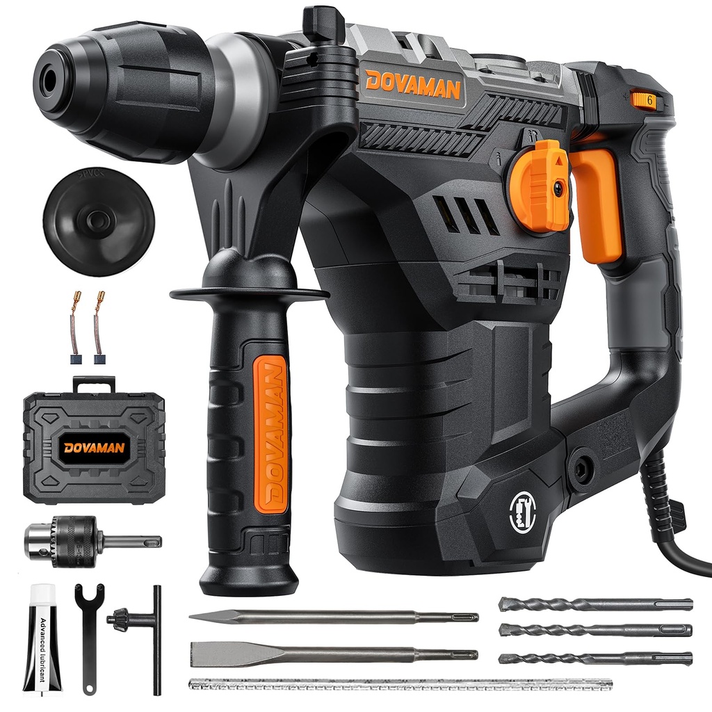 DOVAMAN RH15A SDS-Plus Rotary Hammer Drill 1500W, 4 in 1 Functions, Multi-Material Use