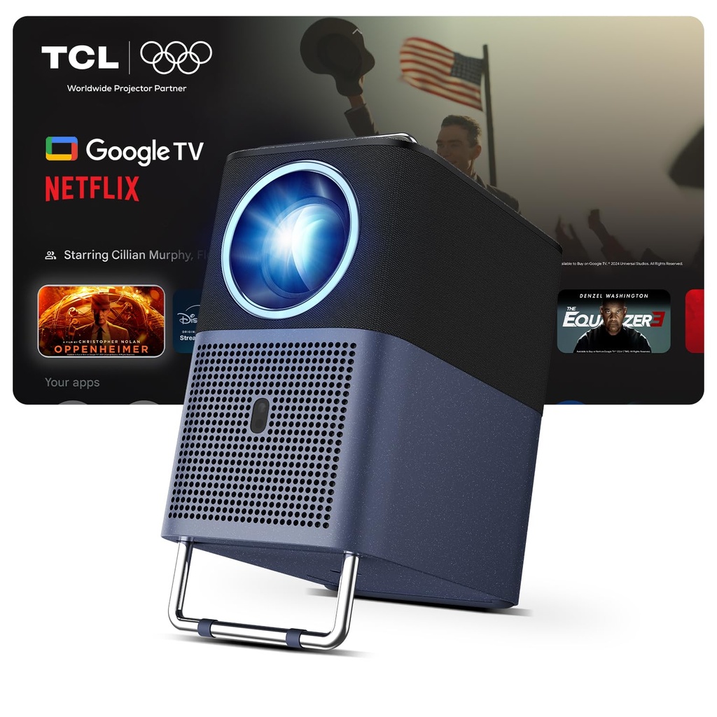 TCL A1s Smart Projector 4K Support, 16W Dolby Audio, Native 1080P, Google TV & Netflix