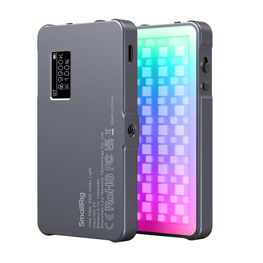 SMALLRIG P96L RGB Video Light by SmallRig, Portable Metal LED Camera Light, 2500-8000K