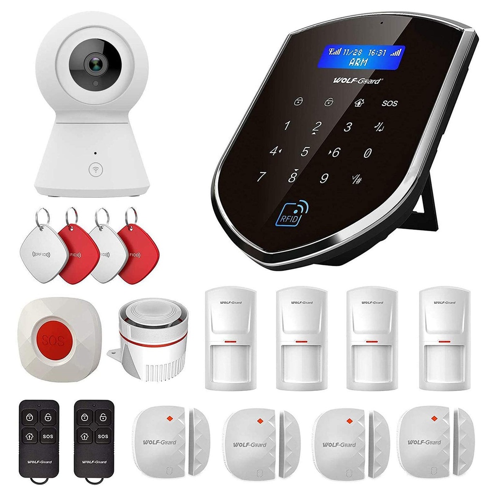Wolf-Guard WT4R-K2 4G WiFi Dual-Network DIY Smart Home Security Alarm System with Camera, D