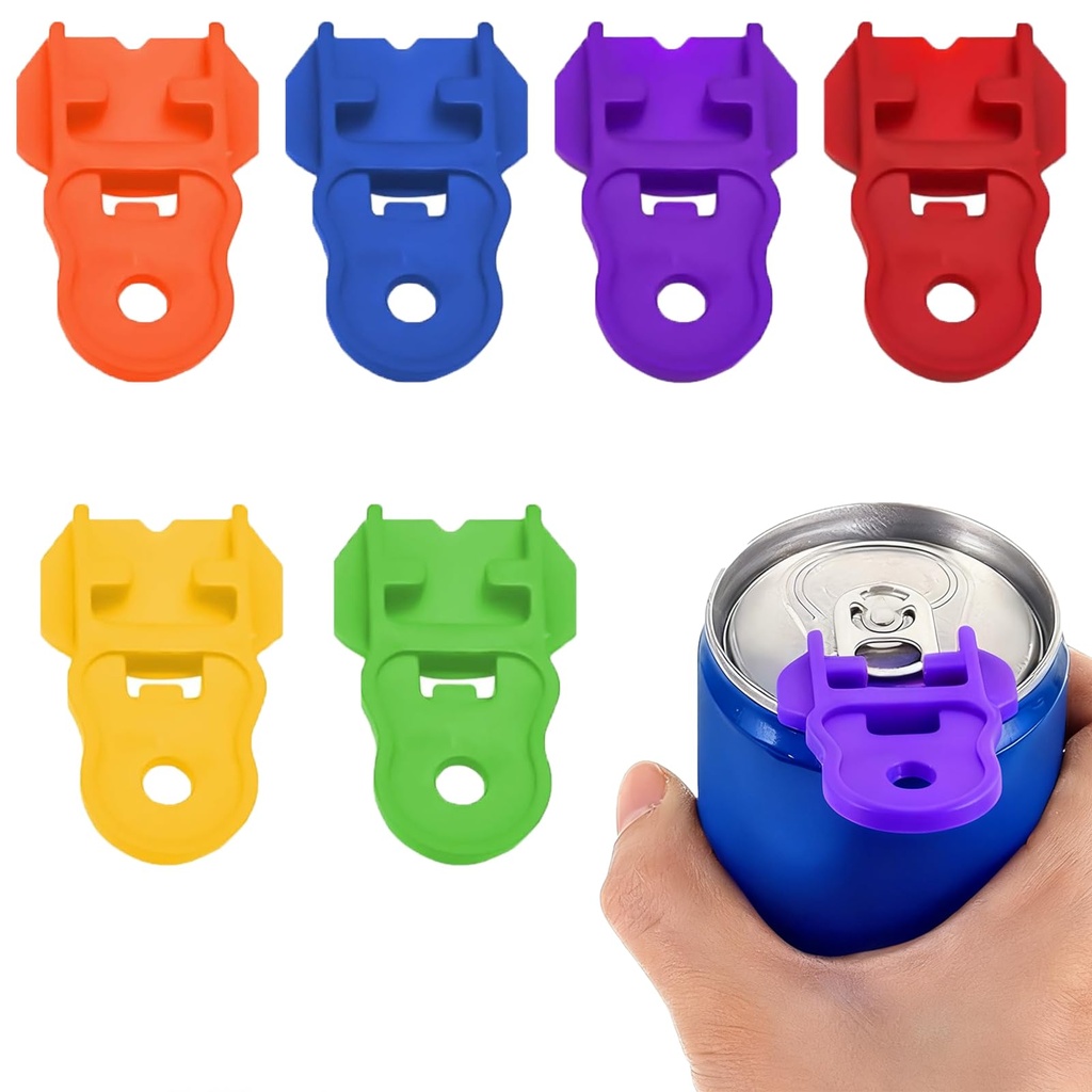 Easy Tab Opener & Drink Protector, 6Pcs Colored Plastic Drink Protector, Leakproof Can Prot